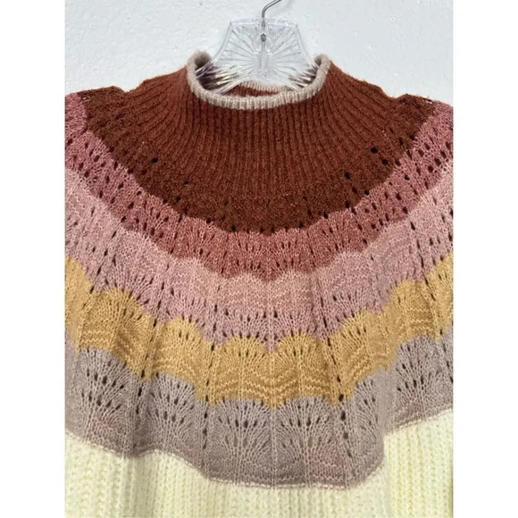 Maurices Ombre Mock Neck Pullover Sweater 1X Multicolor Long Blouson Sleeves - Picture 3 of 8